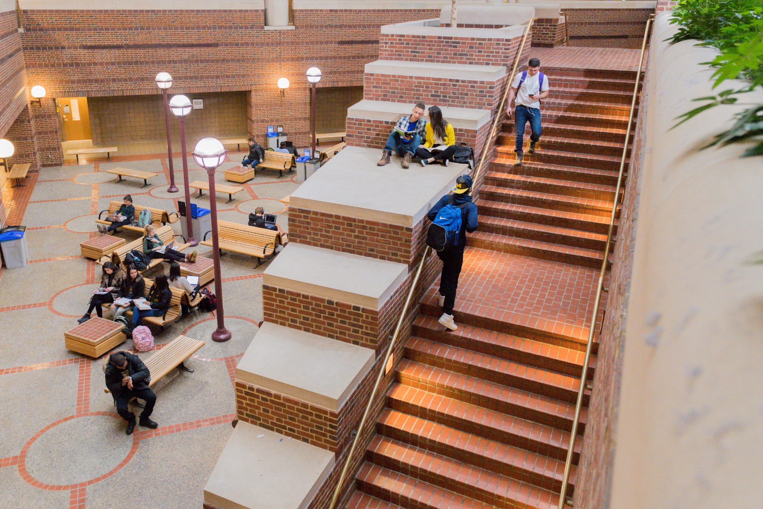 students walking up stairs